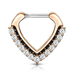 16g Septum Clicker - Chevron Design with Paved Gems