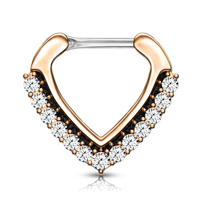 16g Septum Clicker - Chevron Design with Paved Gems