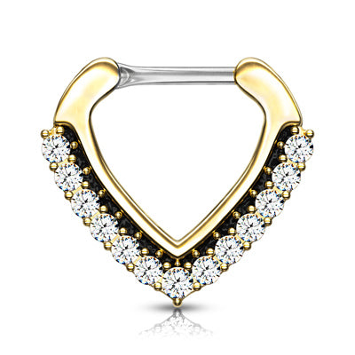16g Septum Clicker - Chevron Design with Paved Gems