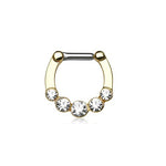 16g Septum Clicker - Five Large Gems Ion Plated