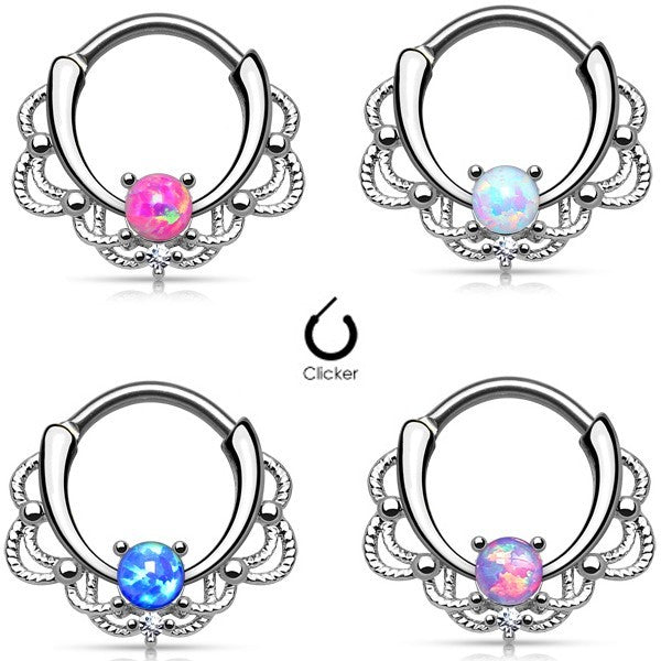 16g Septum Clicker - Lacey Single Opal