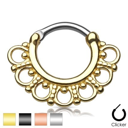 16g Septum Clicker - Tribal Filigree Fan