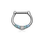 16g Septum Clicker - with Five Small Gems