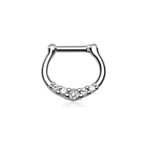 16g Septum Clicker - with Five Small Gems