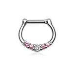 16g Septum Clicker - with Five Small Gems