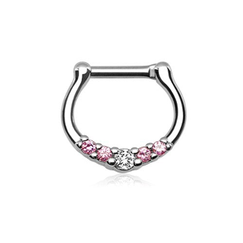 16g Septum Clicker - with Five Small Gems