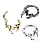 16g Steel Segment Captive Rings with Tribal Fangs