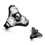 16g Triple Gem Set Triangle Surgical Steel Internally Threaded Top