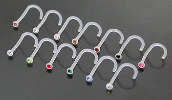 18g Bioplastic Jeweled Nostril Screw