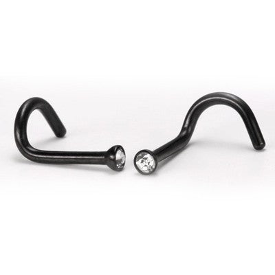 18g Blackart Titanium Nostril Screw with Jeweled Top