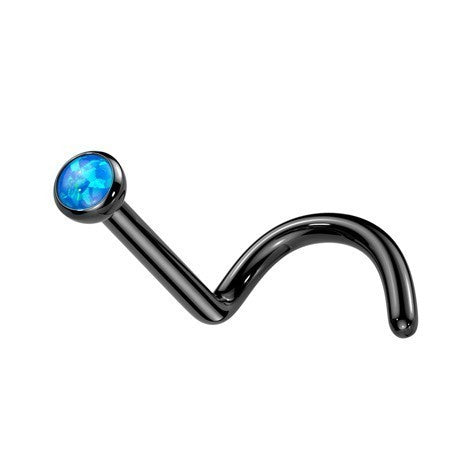18g Implant Grade Titanium Bezel Set Opal Ball Top Nose Screw