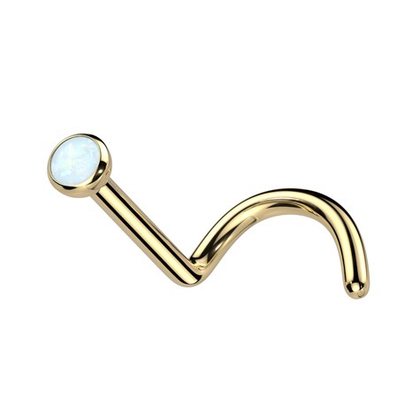 18g Implant Grade Titanium Bezel Set Opal Ball Top Nose Screw