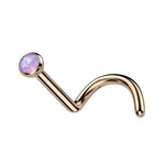 18g Implant Grade Titanium Bezel Set Opal Ball Top Nose Screw