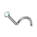 18g Implant Grade Titanium Bezel Set Opal Ball Top Nose Screw