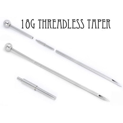 18g Threadless Taper for Internally Threaded Body Jewelry