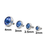 18g and 16g  JEWELED Titanium Half-Ball Top for Internally Threaded Jewelry