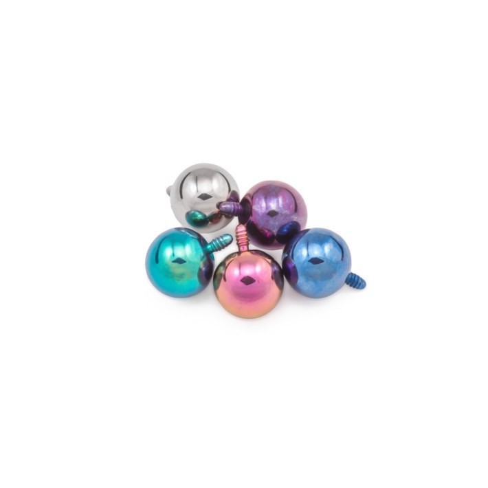 18g and 16g Titanium Ball Top for Internally Threaded Jewelry