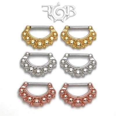 14g or 12g 18k Gold Plated Nipple Klikr with Surgical Steel Post - Saphira
