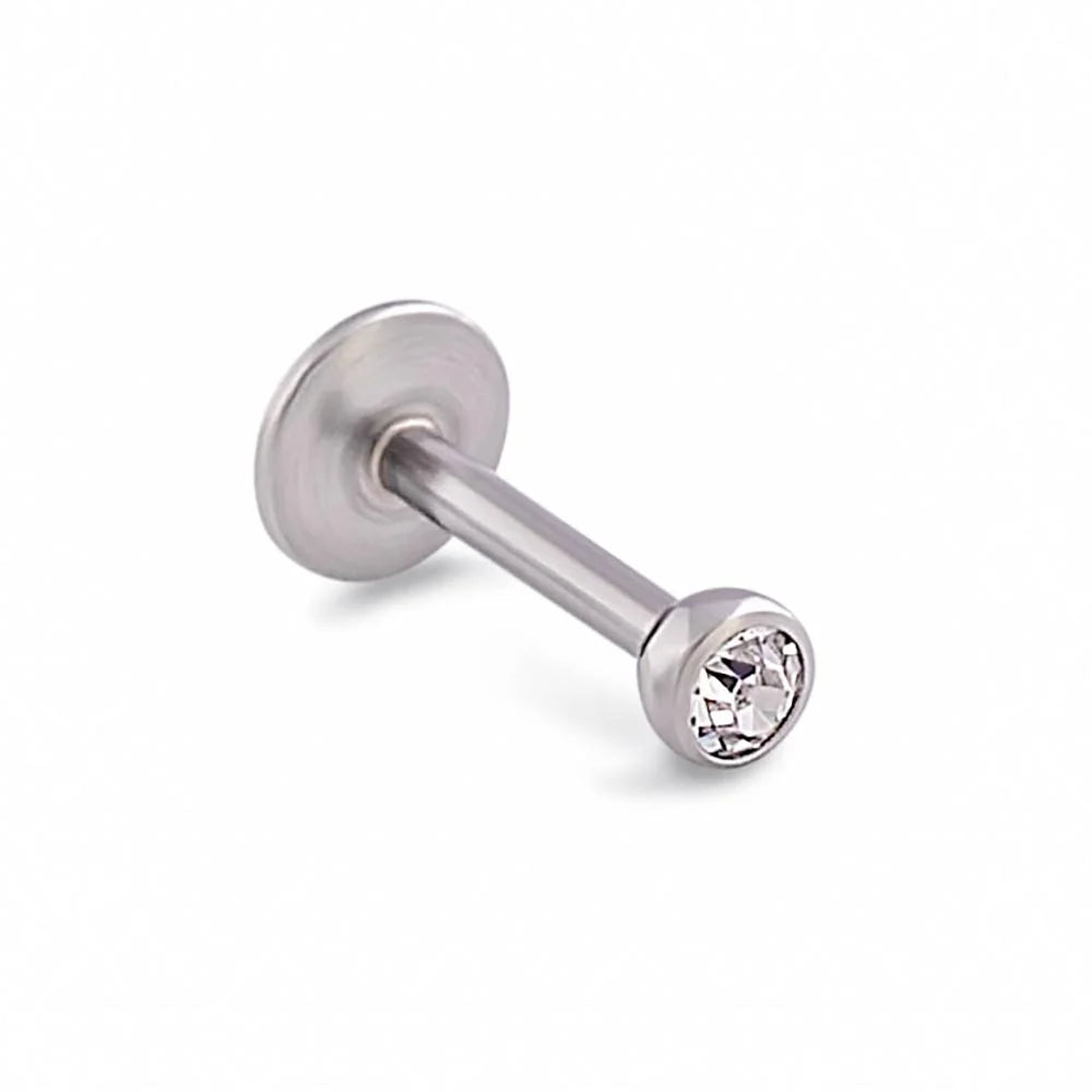 16g 5/16" Internally Threaded Steel Bezel Set Jeweled Labret