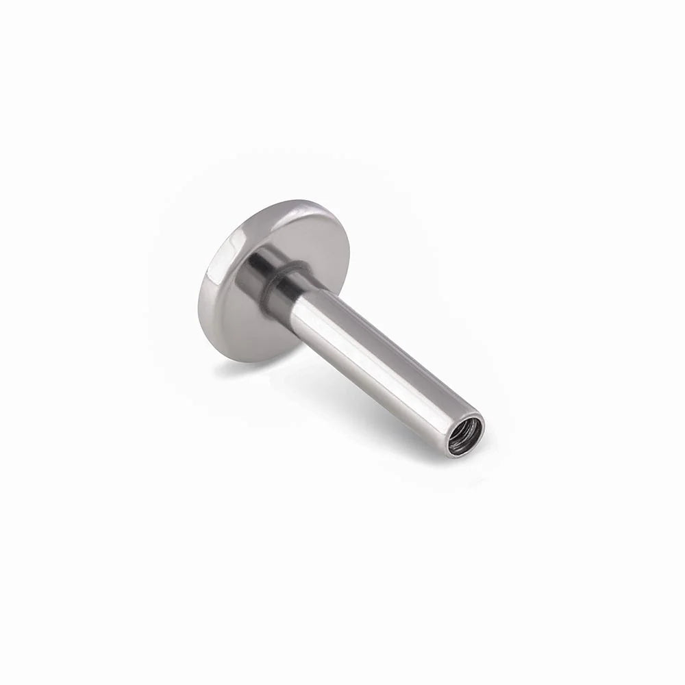14g Internally Threaded Titanium Labret - FLAT BACK Post Only