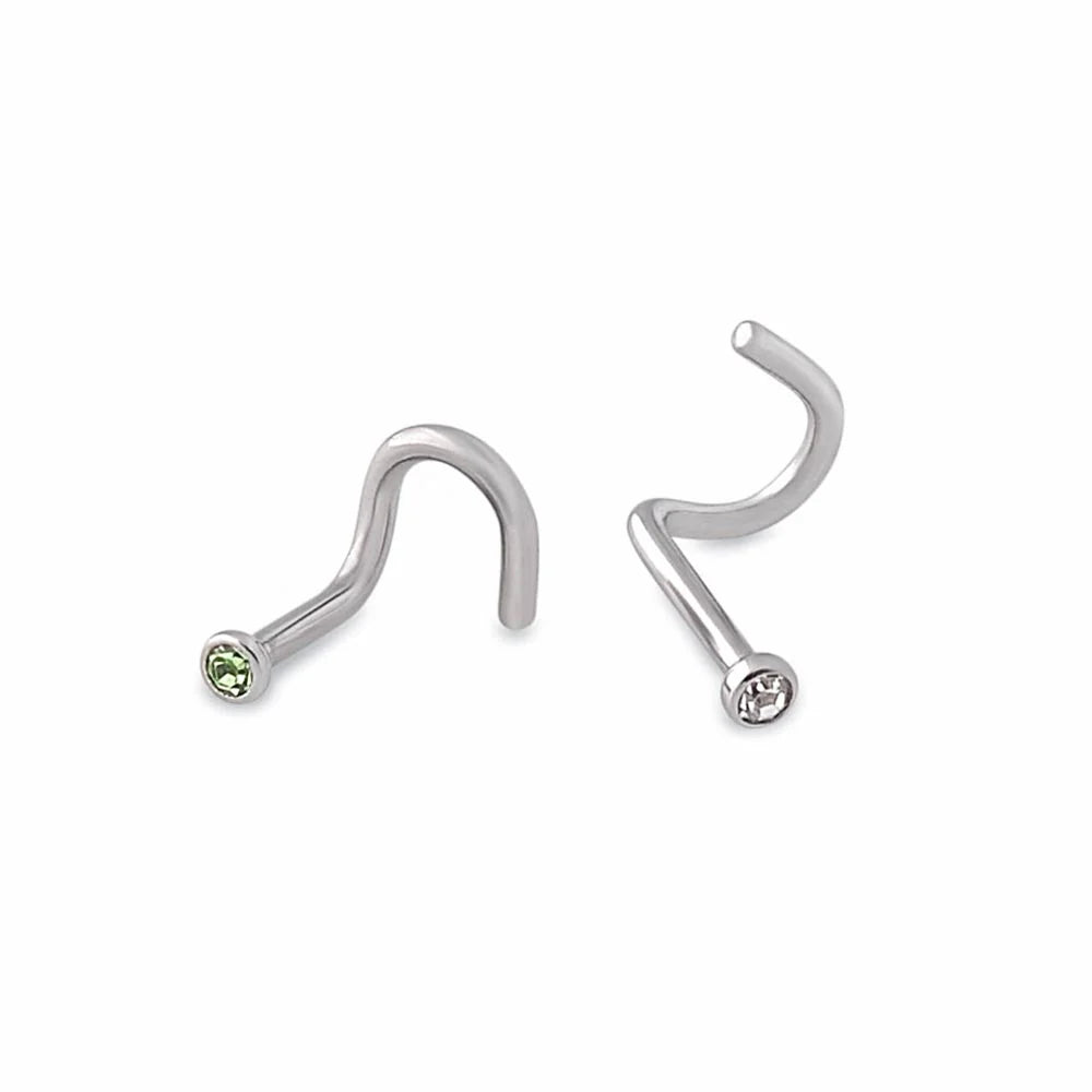 18g Steel Jeweled Martini Glass Nostril Screw