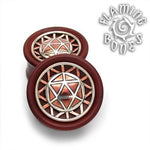 1" Icosahedron Collector Edition Plugs - Mixed Metal on Wood