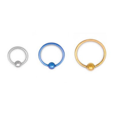 20g Titanium Fixed Bead Annealed Captive Ring