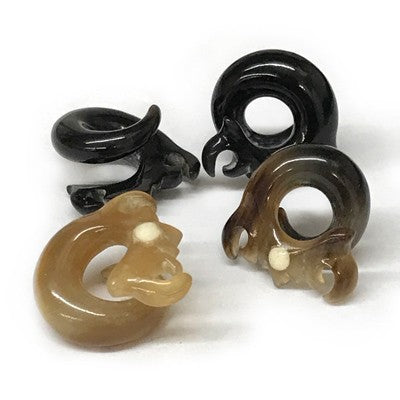 2g Borneo Black Flower Loops in Tortoise Water Buffalo Horn and Bone