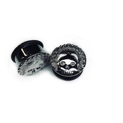 316LVM Steel Day of the Dead Skull and Flowers Eyelet