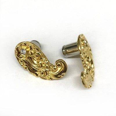 316LVM Steel Eyelets with Gold Plated Silver Wings and Gem Accent