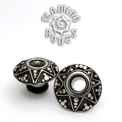 316LVM Steel Eyelets with Silver Geo-Mandala Shields