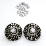 316LVM Steel Eyelets with Silver Geo-Mandala Shields