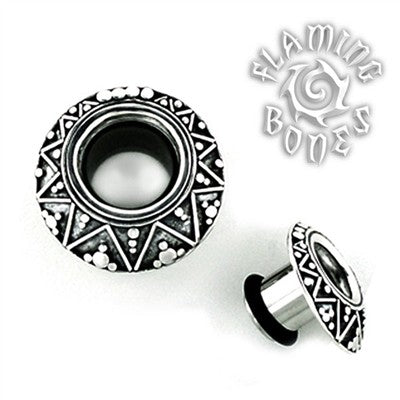 316LVM Steel Eyelets with Silver Geo-Mandala Shields