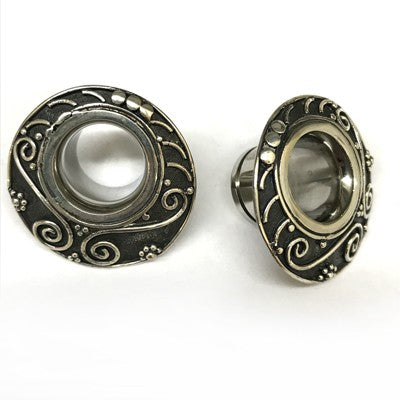 316LVM Steel Eyelets with Silver Geo-Mandala Shields - SEN3