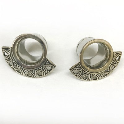 1/2" 316LVM Steel Eyelets with Silver Geo-Mandala Shields - SEN5