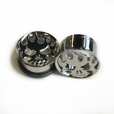 316LVM Steel Flaming Skull Eyelets