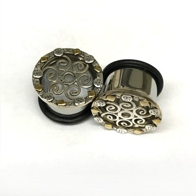 316LVM Steel Indian Lattice Eyelets with Silver and Brass Accents - SEP2