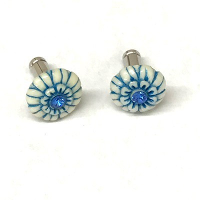 316LVM Steel Plug with Bone Stud and Lacquer Inlay - Fantasy Floral Series