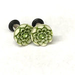316LVM Steel Plug with Bone Stud and Lacquer Inlay - Fantasy Floral Series