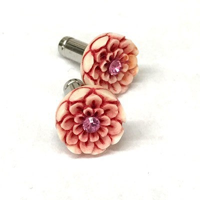 316LVM Steel Plug with Bone Stud and Lacquer Inlay - Fantasy Floral Series
