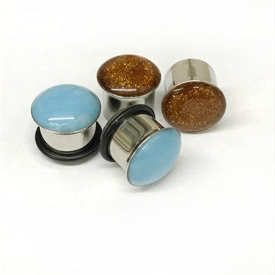 316LVM Steel Plug with Pearl Essence Acrylic Inlay