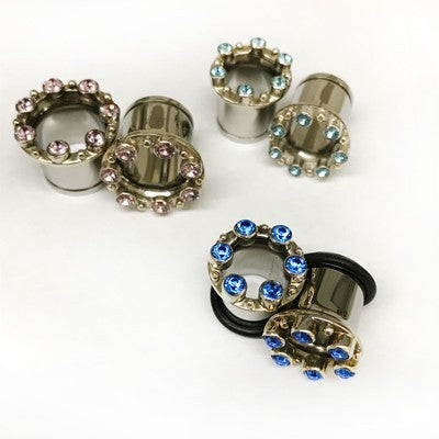 316LVM Steel with Silver and Faceted Gems - Classic Accent Eyelets - Style SEG9