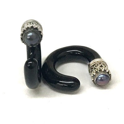 Black Water Buffalo Horn with Silver and Gem