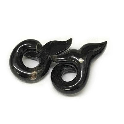 4g Whale "Tale" Loops in Black Water Buffalo Horn with Bone
