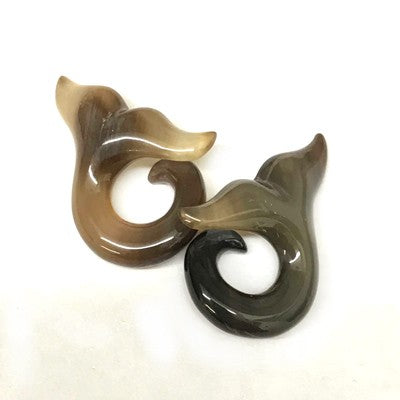 4g Whale "Tale" Loops in Tortoise Water Buffalo Horn