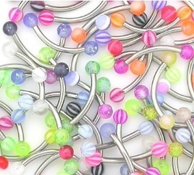 50 Piece 16g 3/8 Curved Barbell with Acrylic Balls Package
