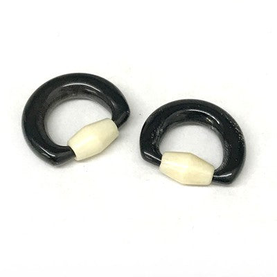 6g Black Water Buffalo Horn Captive Rings with Bone Segment