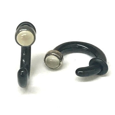 Black Water Buffalo Horn with Silver and Gem - Style RHG24