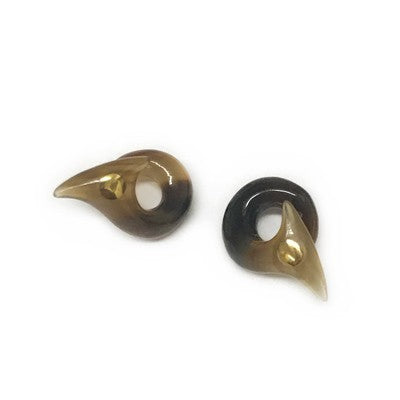 8g Omen Bird Loops in Tortoise Water Buffalo Horn with Brass