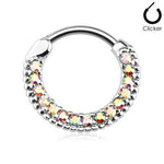 16g 3/8" Round Bar 14k Gold Plated Surgical Steel Jeweled Septum / Cartilage Clicker